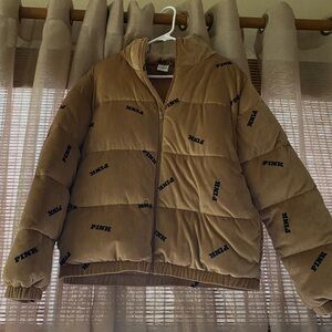 PINK Victoria's Secret Tan Puffer Jacket